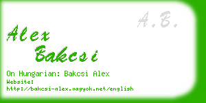 alex bakcsi business card